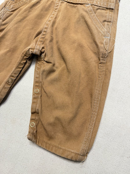 2002 Kids Infant Baby Vintage Carhartt Canvas Bib Light Brown Overall / 6m 9m 12m