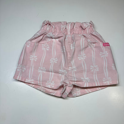 90s Kids Baby Toddler Vintage Oshkosh B’Gosh Pink Bow Print Elastic Waistband Shorts / 18m/ Made in USA