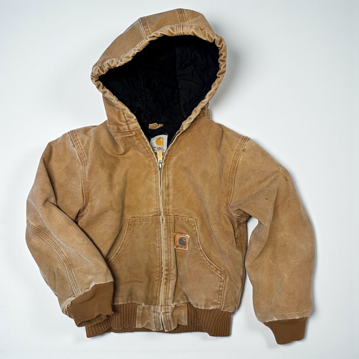 2005 Kids Active Brown Carhartt Lined Thick Warm Hooded Jacket M 8Y