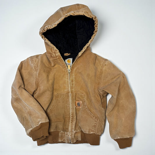2005 Kids Active Brown Carhartt Lined Thick Warm Hooded Jacket M 8Y