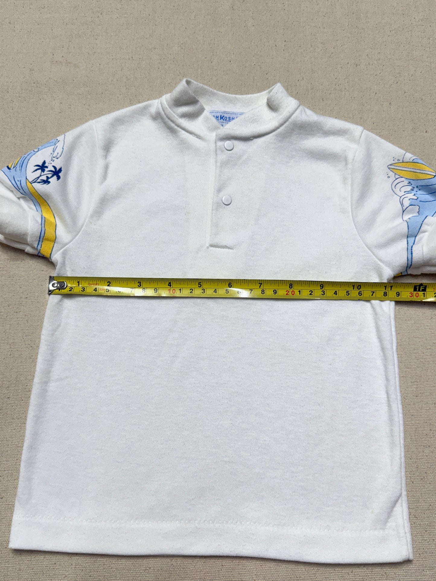 90s Kids Toddler Vintage Oshkosh Bgosh Surf Dog White Tshirt Top / 2T 3T / Made in USA