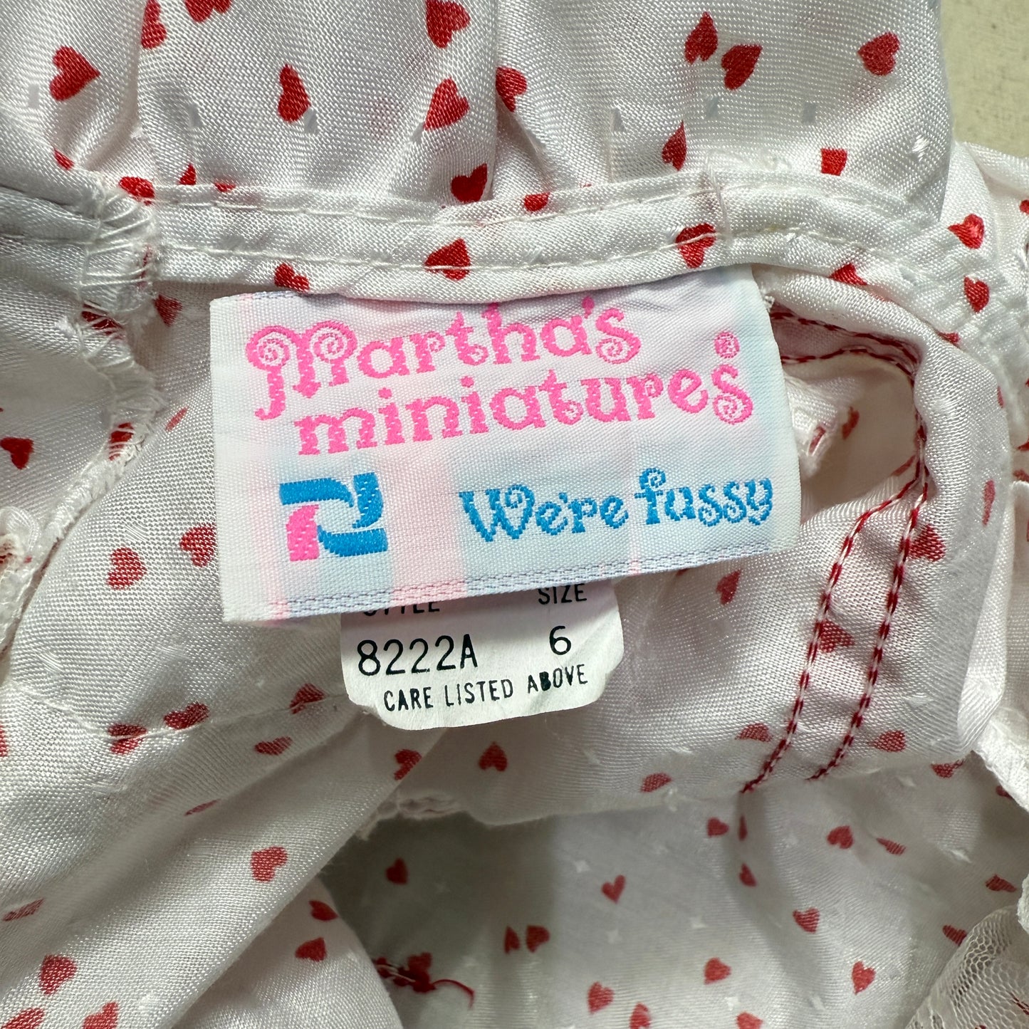 80s 90s Kids Toddler Vintage Martha's Miniatures Heart AOP Lace Raffle Volume dress / 5y 6y 7y