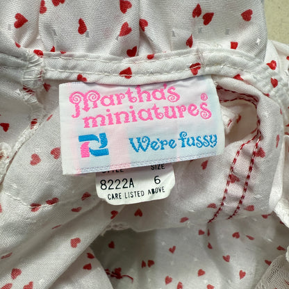 80s 90s Kids Toddler Vintage Martha's Miniatures Heart AOP Lace Raffle Volume dress / 5y 6y 7y