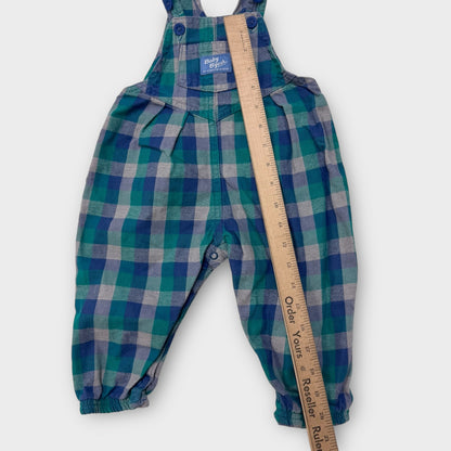 Baby Vintage Oshkosh B’Gosh Vestbak Plaid Bubble Overall 100% Cotton Blue Label 18m Made In USA