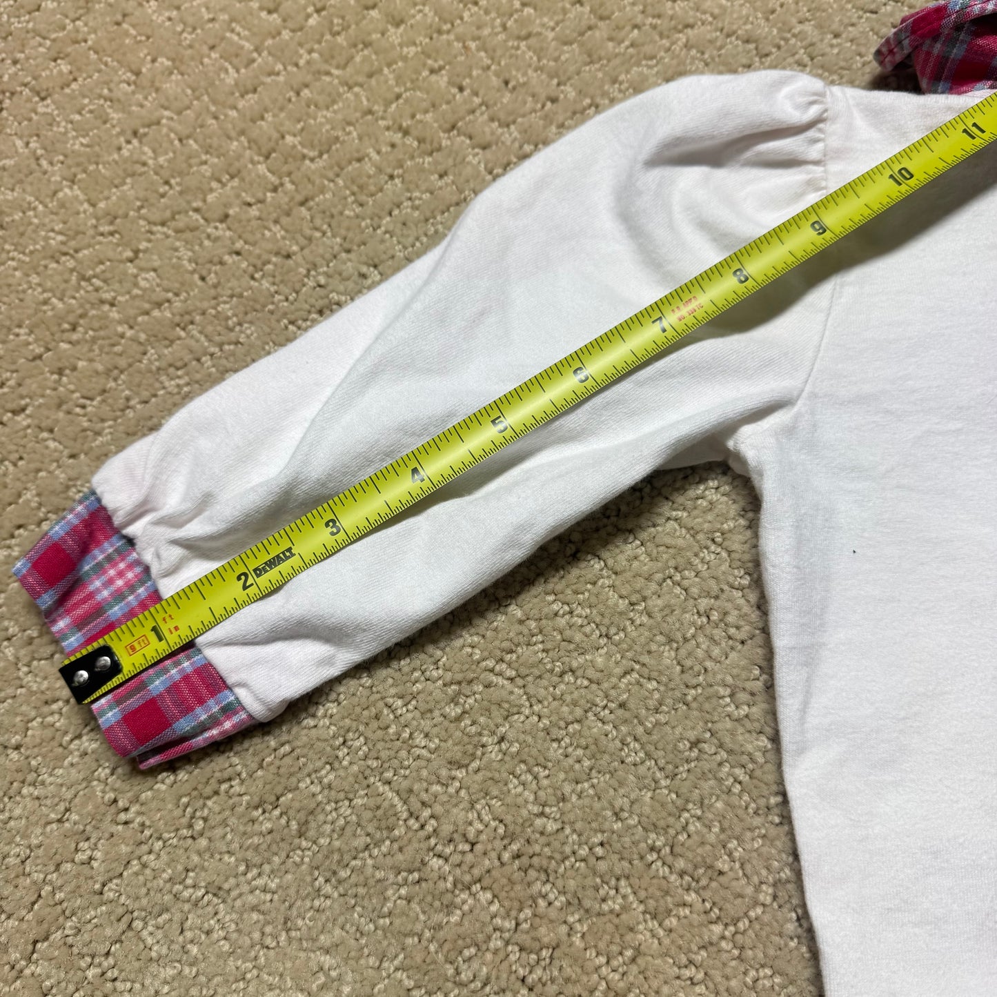 90s Kids Toddler Infant Vintage Baby B’Gosh Oshkosh 2 Piece Set Plaid Overall With Matching White Ruffle Long Sleeve /2T / Made in USA