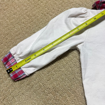 90s Kids Toddler Infant Vintage Baby B’Gosh Oshkosh 2 Piece Set Plaid Overall With Matching White Ruffle Long Sleeve /2T / Made in USA
