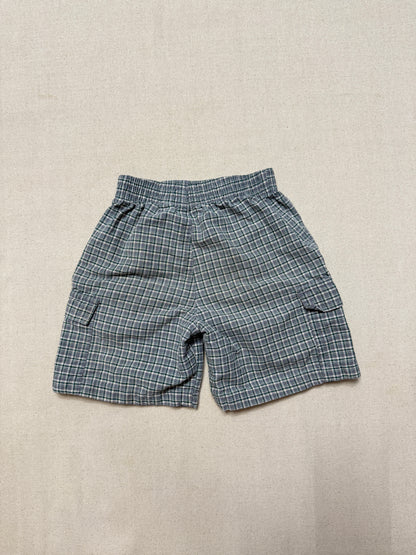 90s 2000' Kids Toddler Vintage Oshkosh Bgosh Gray Green Check Cotton Shorts / 3T 4T 5T