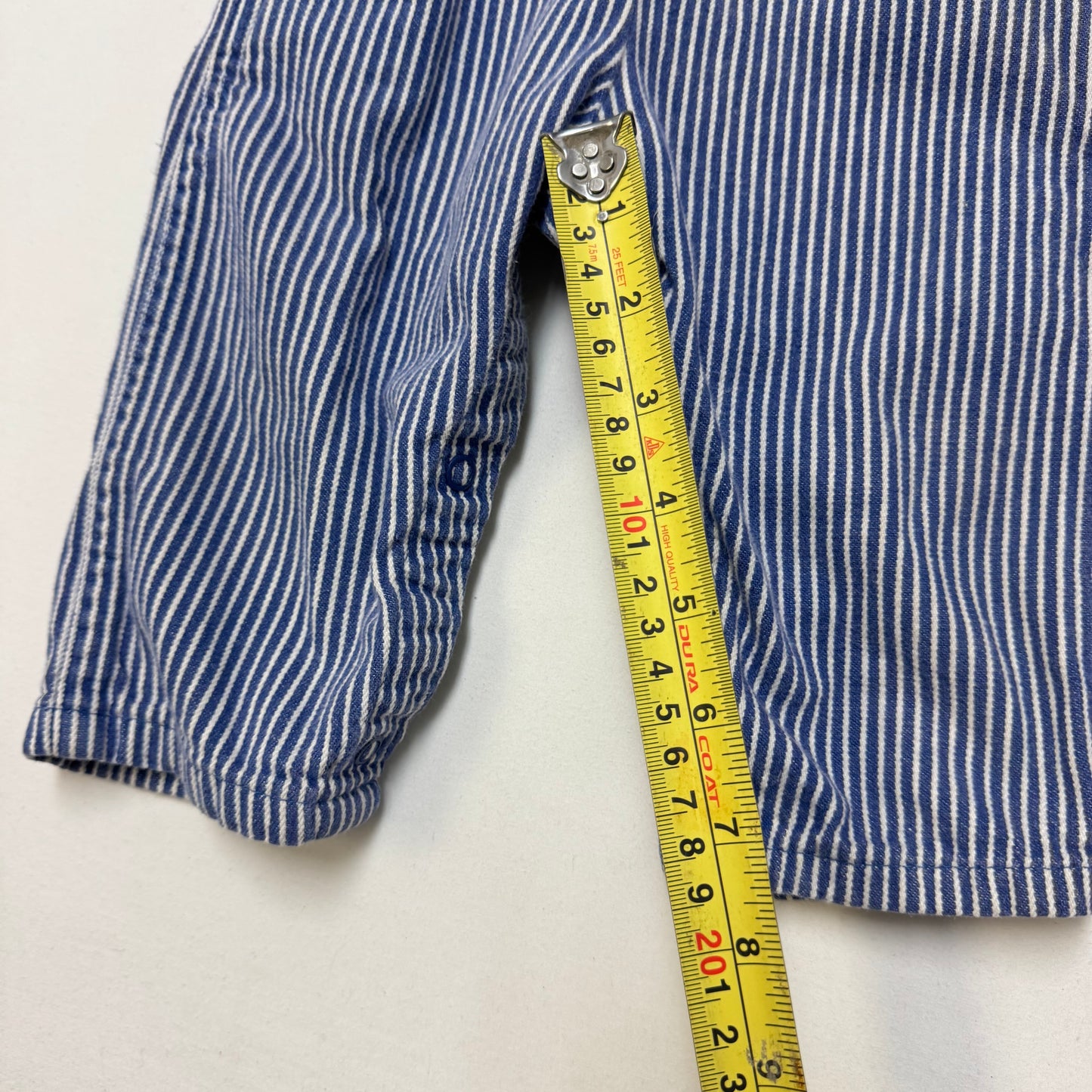 90s Kids Baby Vintage Oshkosh B’Gosh Lightweight Hickory Stripe  Denim Overall / 12m /