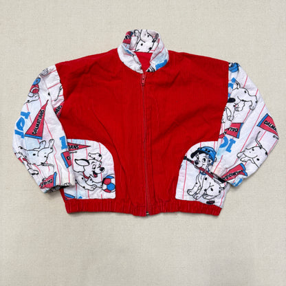 90s Kids Vintage Handmade Dalmatian Loose Fit Overall & Corduroy Zip Up Jacket 2pc Set / 4T 5T