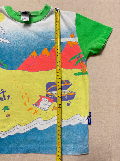 90s Kids Toddler Vintage Oshkosh Bgosh Beach Neon Colour Single Stitch Tshirt / 5T 6T / Made in USA
