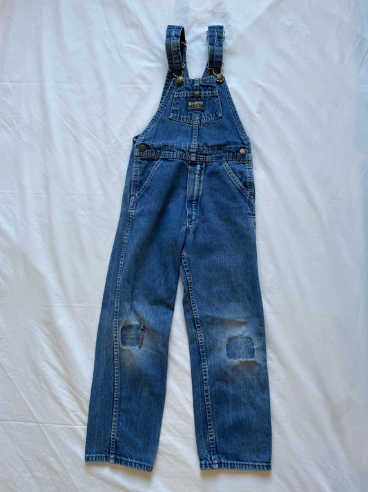 80s Kids Vintage Oshkosh Denim Overall with knee patches Size 7