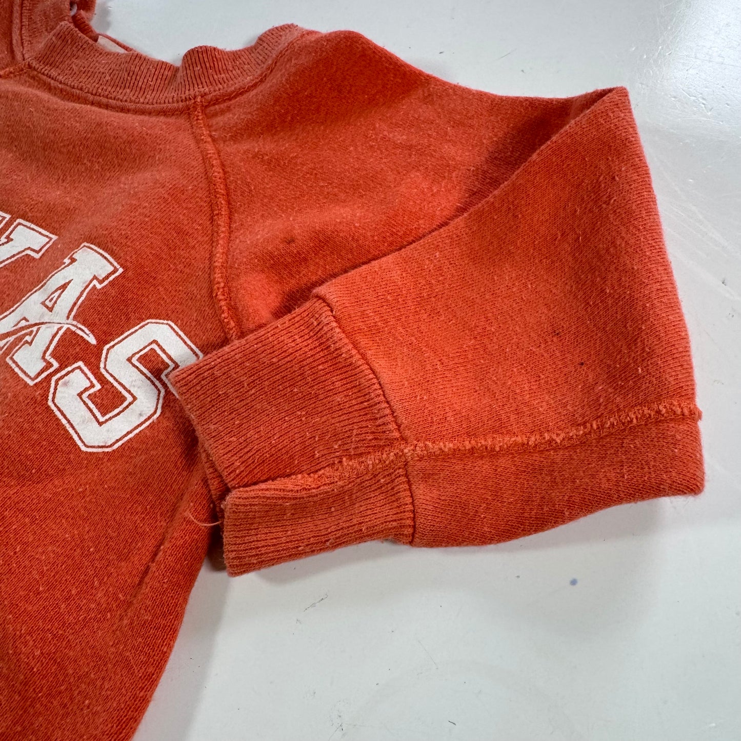 60s 70s Kids Baby Vintage Texas Orange Crew Pullover Sweatshirt 12m 18m