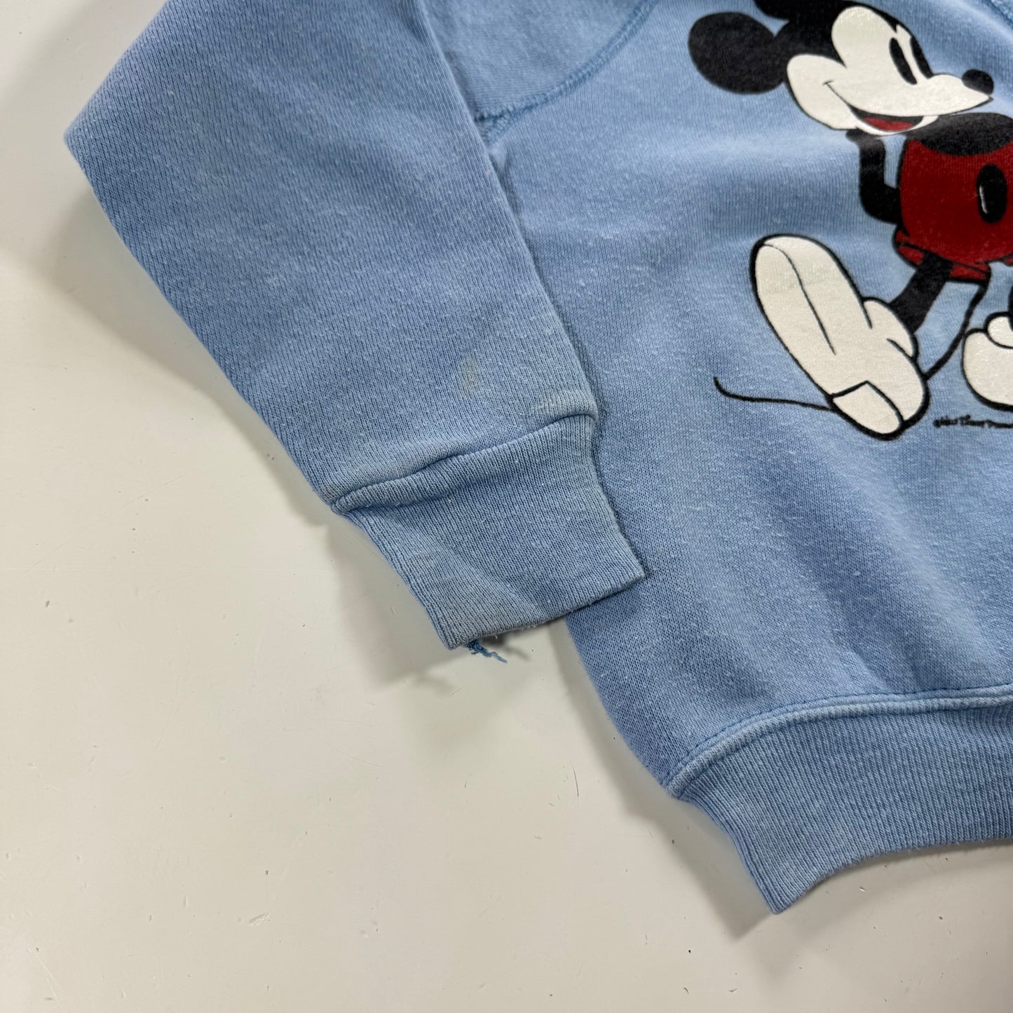 80s Kids Vintage Disney Mickey Mouse Light Blue Pullover Crew Sweatshirt M 6Y 7Y 8Y Made in USA