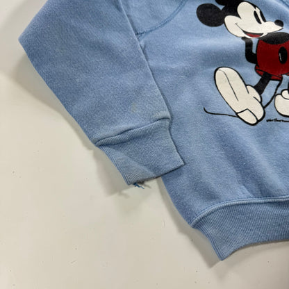 80s Kids Vintage Disney Mickey Mouse Light Blue Pullover Crew Sweatshirt M 6Y 7Y 8Y Made in USA
