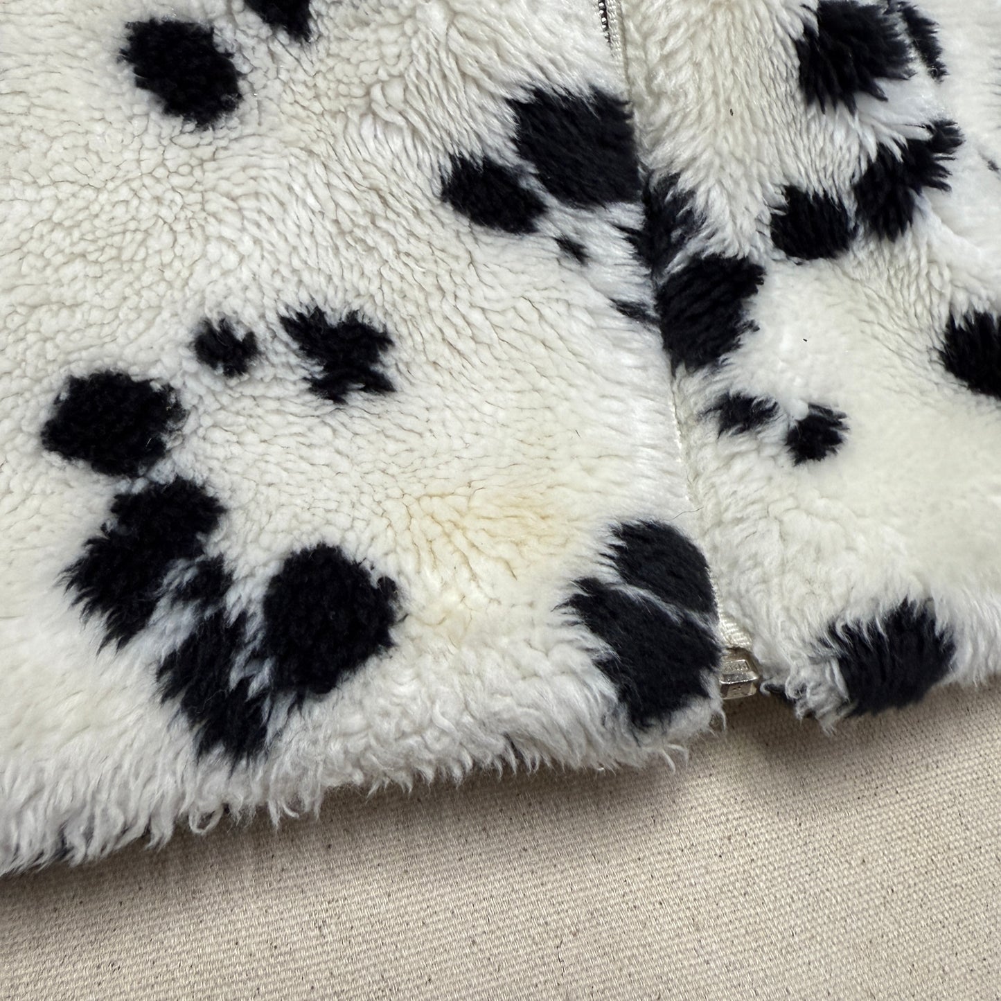 90s Kids Vintage Dalmatian Faux Fur Lined Zip Up Hooded jacket / 5y 6y