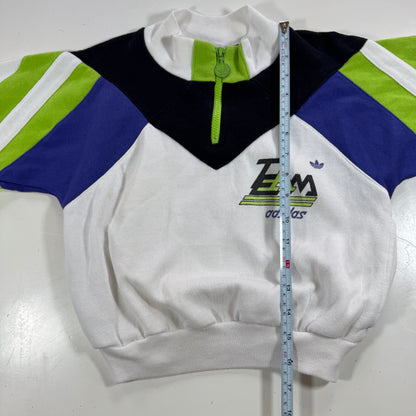 80s Kids Toddler Vintage Team Adidas Half Zip White Sweatshirt S 4Y 5Y