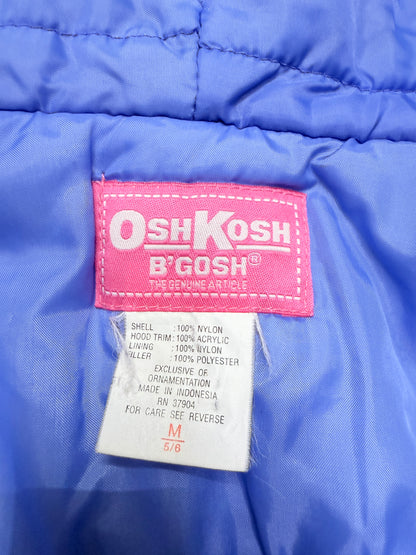 90s 2000' Kids Toddler Vintage Oshkosh Bgosh Heart Buttons Removable Hood Boa Down Jacket / 4T 5T 6y