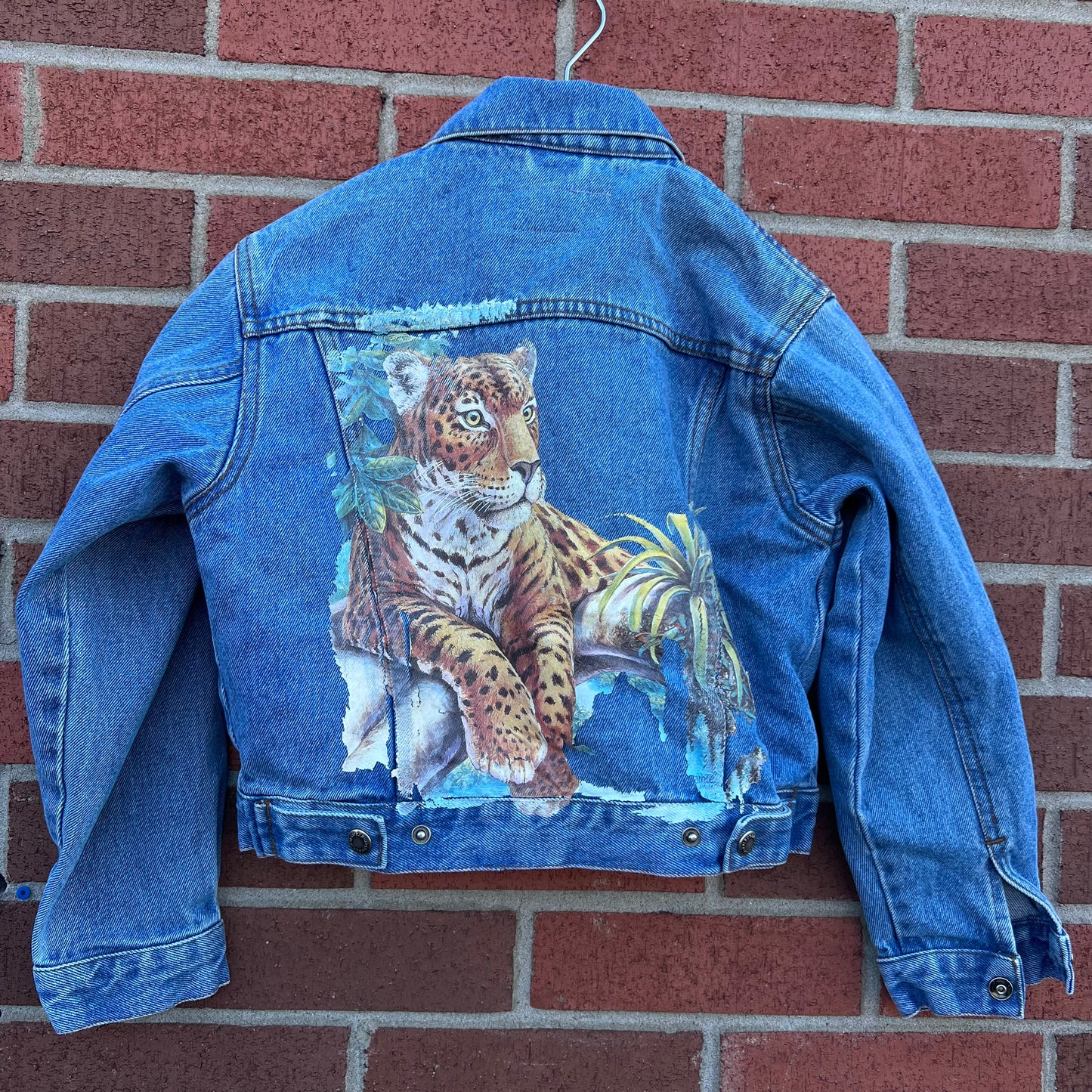 Vintage Kids Wrangler Snap Denim Jacket With Back Print 6yr