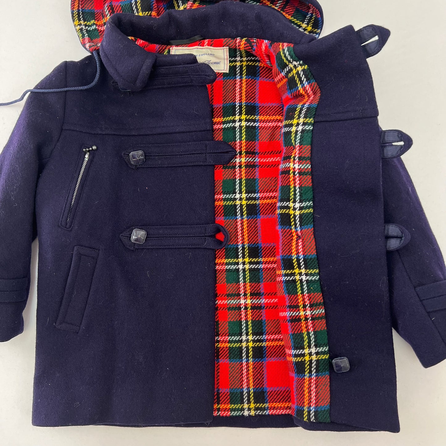 Kids Saks Fifth Avenue Navy Coat with Plaid Lining 5Y