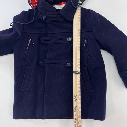 Kids Saks Fifth Avenue Navy Coat with Plaid Lining 5Y