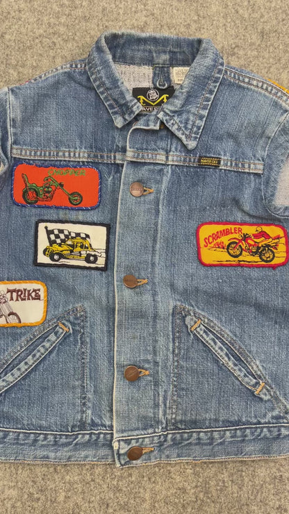 Vintage Kids Maverick Denim Vest With Patches Size 10Y